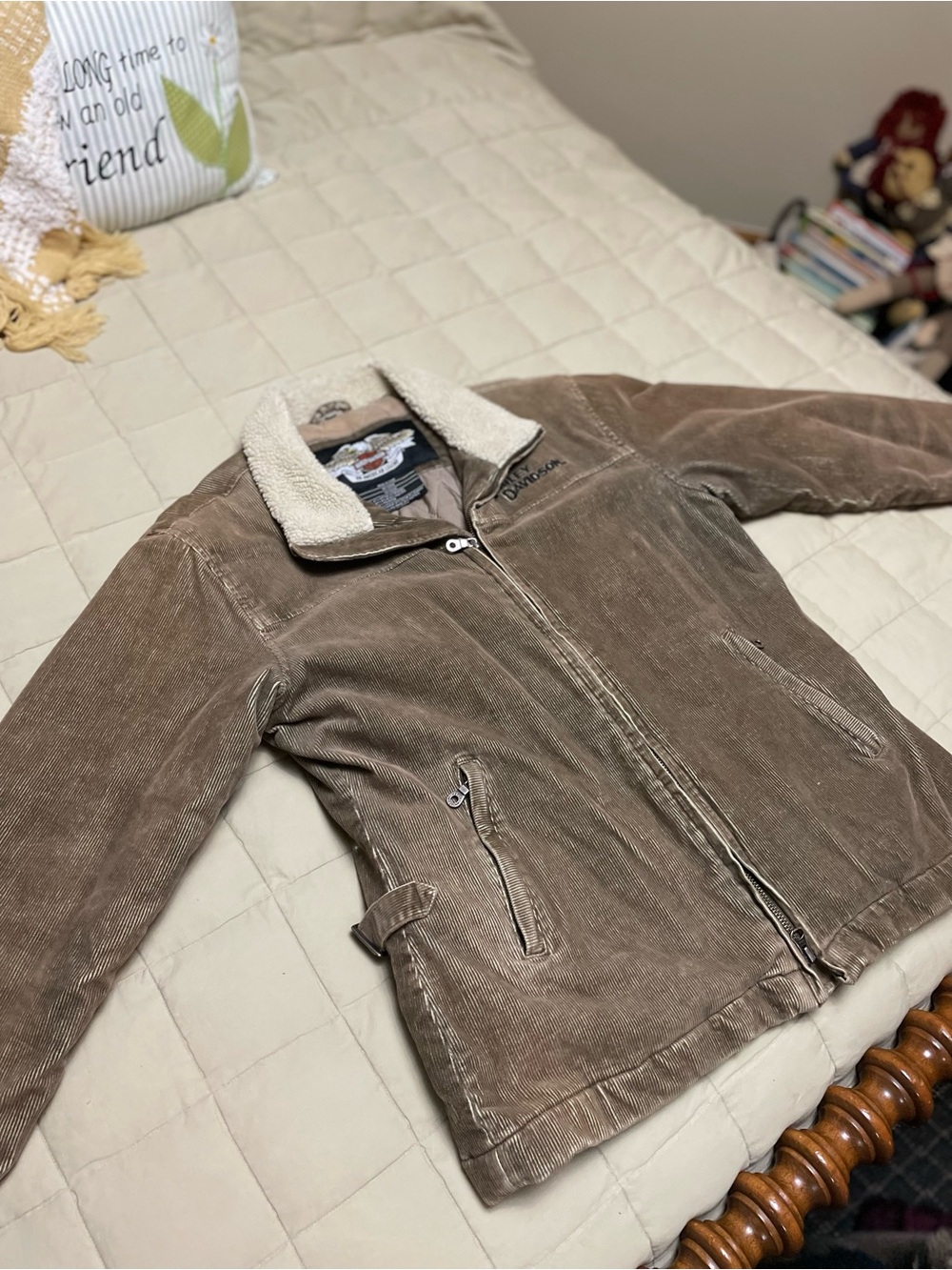 Harley Davison Women's Corduroy Sherpa-Lined Jacket in Brown
